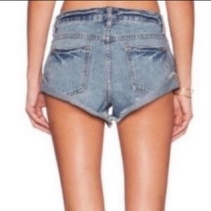 FREE PEOPLE Irreplaceable Cut Off Denim Shorts Blue 26